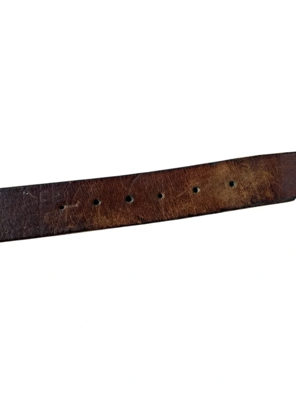 Vintage Brown Leather Belt Brass Ring Buckle Size 30 Minimalist Classic